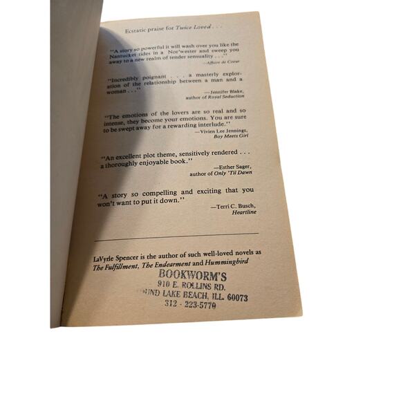 LaVyrle Spencer TWICE LOVED Historical Romance Second Chance Jove 0515090654 - Picture 8 of 8